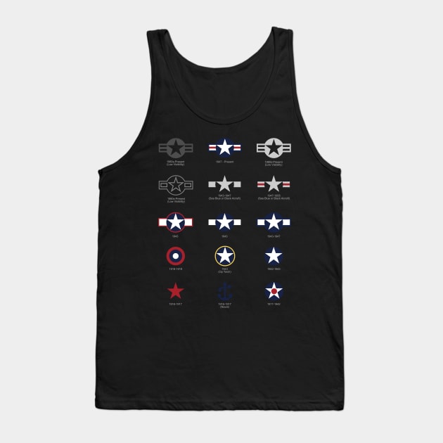 U.S. Military National Aircraft Roundels from 1916 to Present Tank Top by hobrath